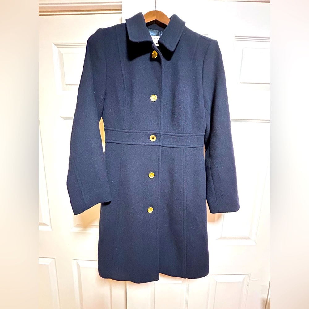 J Crew Navy Wool Coat Size 8